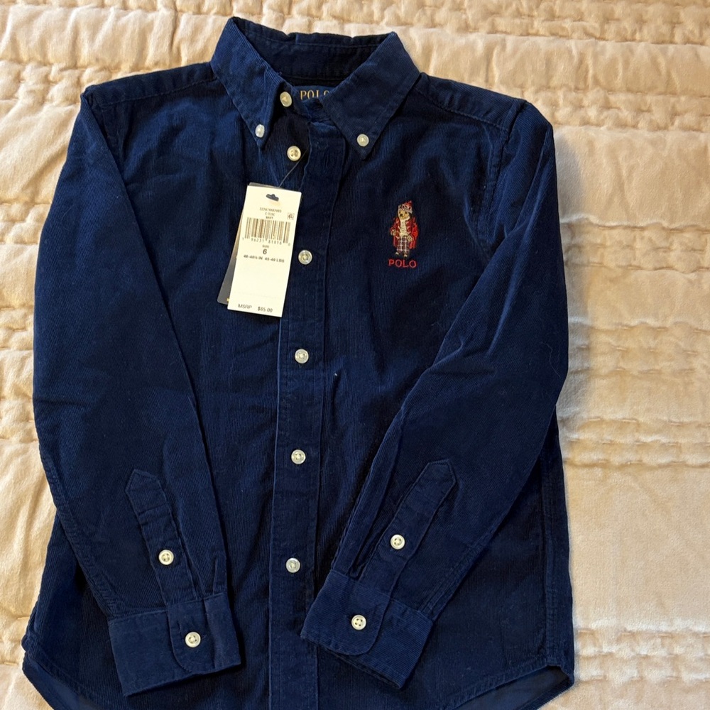 Polo by Ralph Lauren Navy Blue Kids Button Down Shirt